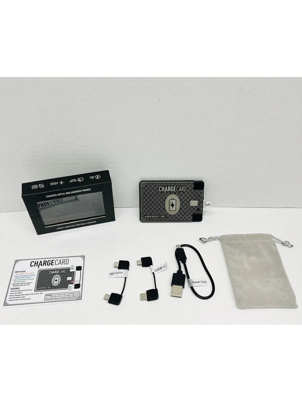 Ultra Thin Phone Charger, Portable Power Bank with Built-in Cables, 2300mAh